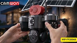 CAMWON Hieasy 4G 4 Lens 4 Screen AOV Solar Camera With Red & Blue Alarm Light (WIP-FP200AB)